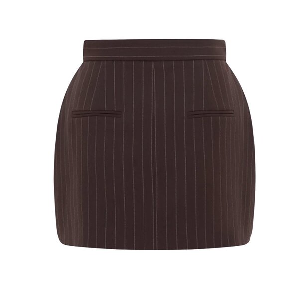 Alex Perry Pinstripe Tailored Mini Skirt – Brown/Silver– New - Picture 1 of 2
